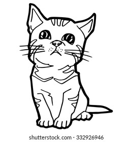 Cat Coloring Page isolated on white vector