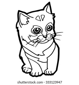 Cat Coloring Page isolated on white vector