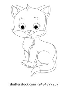 Cat Coloring Page For Kids