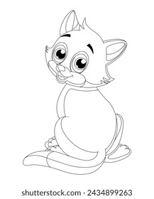 Cat Coloring Page For Kids