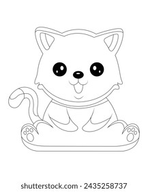 Cat Coloring Page For Kids