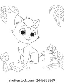 cat coloring page for kids vectore art line art 