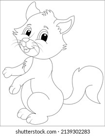 Cat coloring page line art vector art funny cat coloring page for kids