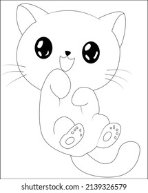 Cat coloring page line art vector art cat coloring page for children cat coloring book page for kids