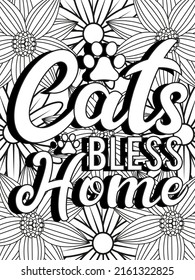Cat coloring page. Coloring quote. Vector illustration.