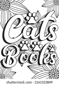 Cat coloring page. Coloring quote. Vector illustration.