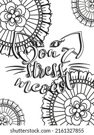 Cat coloring page. Coloring quote. Vector illustration.