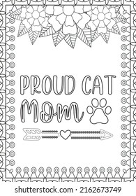 Cat coloring page. Coloring quote. Vector illustration.