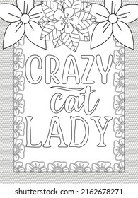 Cat coloring page. Coloring quote. Vector illustration.
