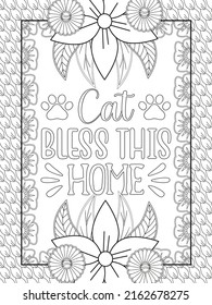 Cat coloring page. Coloring quote. Vector illustration.