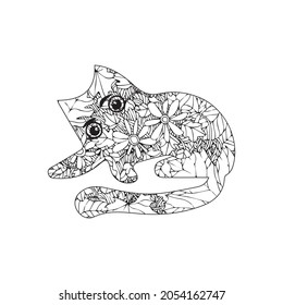 Cat coloring page (vector illustration).