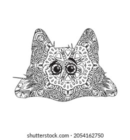 Cat coloring page (vector illustration).