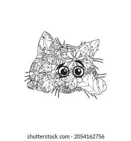 Página de coloreado de gato (ilustración vectorial).