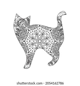 Cat coloring page (vector illustration).