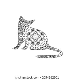 Cat coloring page (vector illustration).