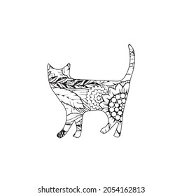 Cat coloring page (vector illustration).