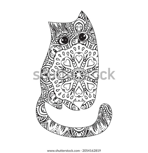 Cat Coloring Page Vector Illustration Stock Vector (Royalty Free ...