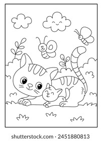 Cat coloring pages for kids