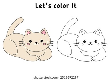 Dibujos para colorear de gatos para niños. Trazo y color lindo gato. Dibujo para colorear contorno animal de lindo Vector de hoja de cálculo de trazado de gatos. Actividades de jardín de infantes y preescolar. Hoja de trabajo para niños imprimible.