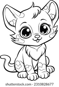 Cat , colouring book for kids, vector illustration