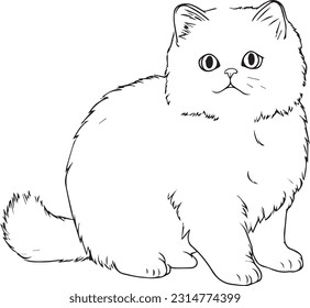 Cat, colouring book for kids, vector illustration	