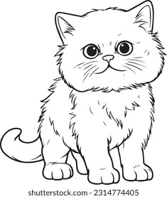 Cat, colouring book for kids, vector illustration	