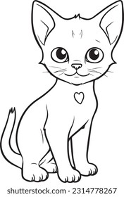 A cat , colouring book for kids, vector illustration