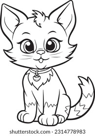 A cat , colouring book for kids, vector illustration