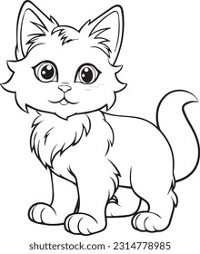 A cat , colouring book for kids, vector illustration