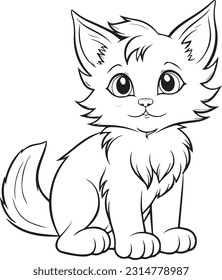 A cat , colouring book for kids, vector illustration