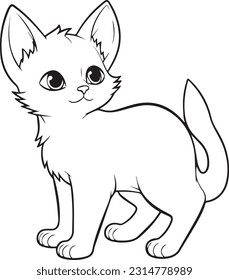 A cat , colouring book for kids, vector illustration