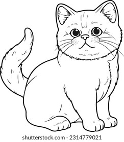 Eine Katze, Farbbuch für Kinder, Vektorgrafik