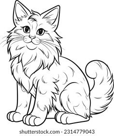 A cat , colouring book for kids, vector illustration