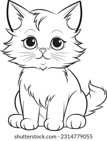 A cat , colouring book for kids, vector illustration