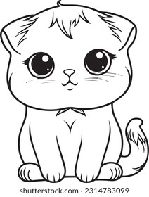 Cat, colouring book for kids, vector illustration