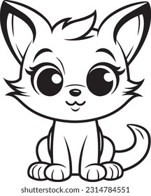 Cat, colouring book for kids, vector illustration	