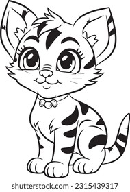 Cat, libro de colorear para niños, ilustración vectorial