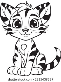 Cat, libro de colorear para niños, ilustración vectorial