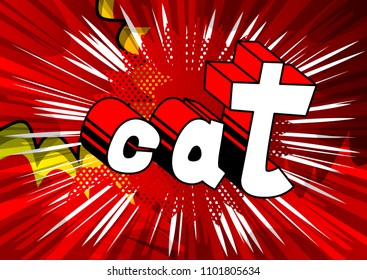 Cat - Comic book word on abstract background.