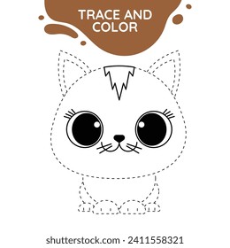 cat complete the picture dashed line drawing activity cute outline illustration suitable for coloring books page for children black and white educational preschool activity sheet vector isolated