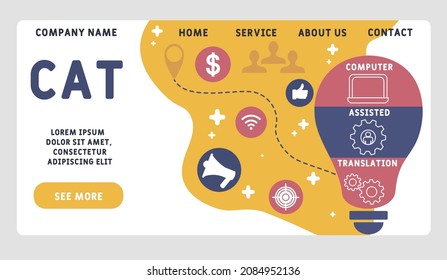 CAT - Computer Assisted Translation acronym. business concept background.  vector illustration concept with keywords and icons. lettering illustration with icons for web banner, flyer