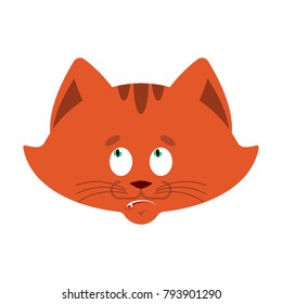 Cat confused emoji oops. Pet perplexed emotions. kitty surprise. Vector illustration