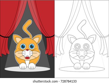 Cat Contest Vector Cartoon For Coloring Book Or Page