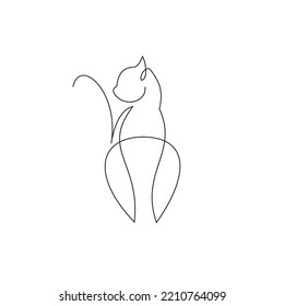 Cat in continuous line art drawing style. Minimalist black linear sketch isolated on white background. Vector illustration