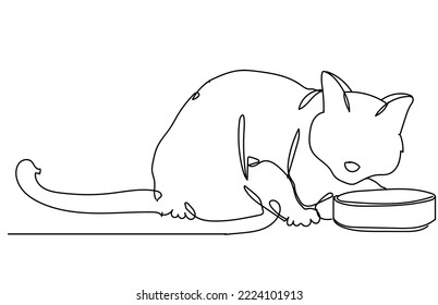 Cat in continuous line art drawing. Cartoon cat Continuous line drawing design isolated on white background. Vector illustration