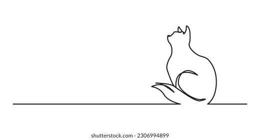 Cat in continuous line art drawing style. Minimalist black linear sketch isolated on white background. Vector illustration
