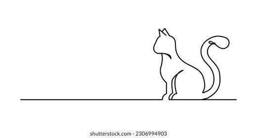 Cat in continuous line art drawing style. Minimalist black linear sketch isolated on white background. Vector illustration
