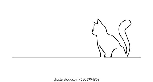 Cat in continuous line art drawing style. Minimalist black linear sketch isolated on white background. Vector illustration
