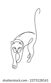 Cat in continuous line art drawing style. Black linear sketch isolated on white background. Vector illustration