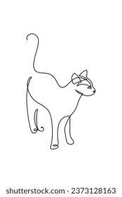 Cat in continuous line art drawing style. Black linear sketch isolated on white background. Vector illustration